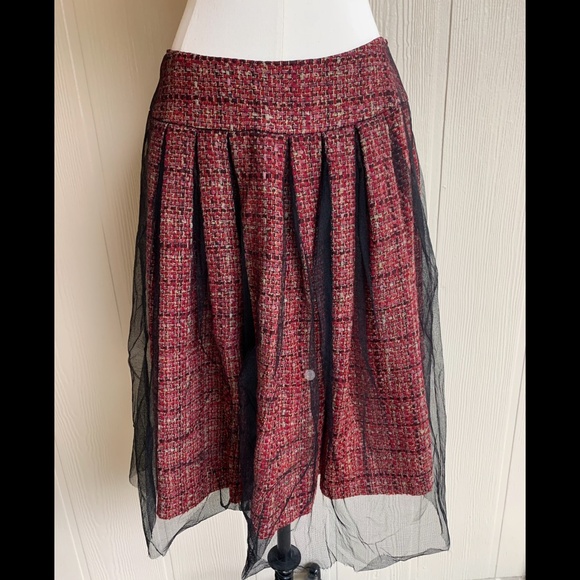 Oscar de la Renta Tweed/Tulle skirt - Picture 1 of 5